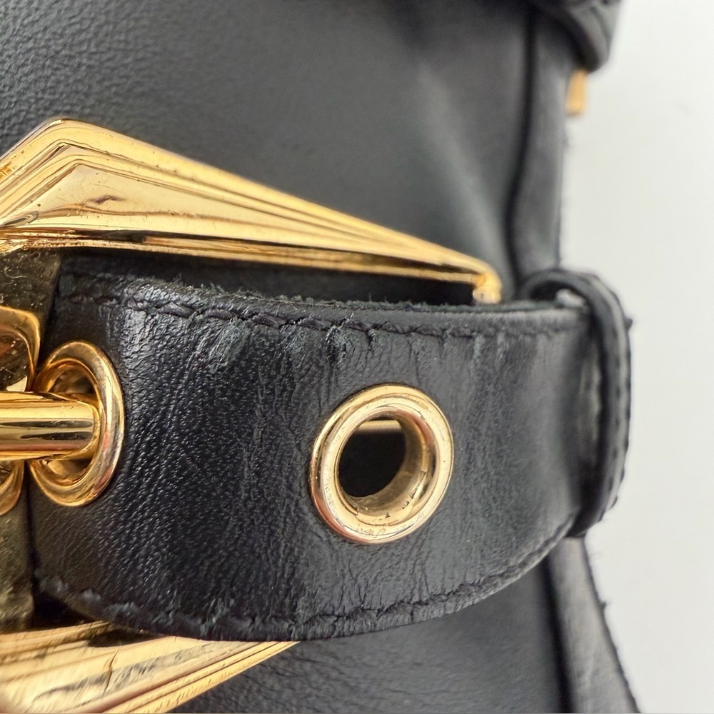 BALMAIN || Nina Black Leather Buckle Lace Up Ankle Boots Stiletto Heels EU 38 - Picture 10 of 16